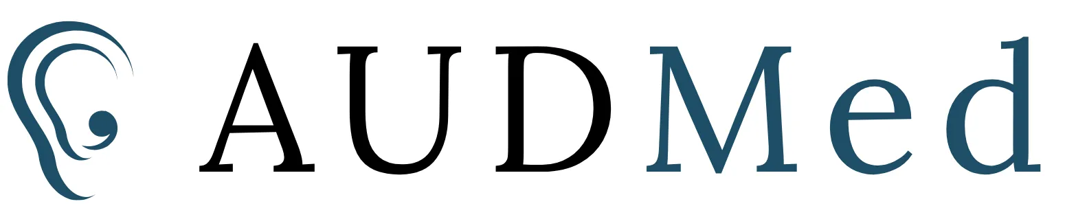 Logo audmed aparaty słuchowe, badania słuchu Chełm