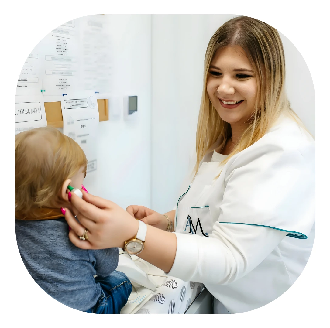 badania słuchu u noworodków, niemowląt , dzieci, dziecka, otoemisja akustyczna, chełm, AUDMED